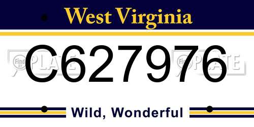 C627976 West Virginia License Plate