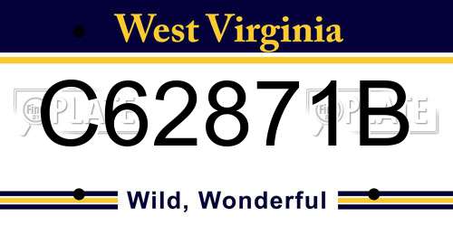 C62871B West Virginia License Plate