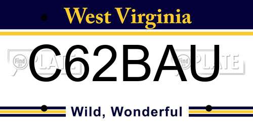 C62BAU West Virginia License Plate