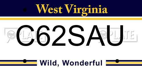 C62SAU West Virginia License Plate