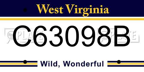 C63098B West Virginia License Plate
