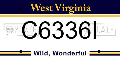 C6336I West Virginia License Plate