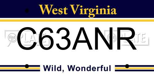 C63ANR West Virginia License Plate