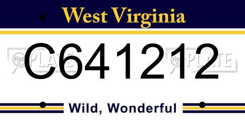 C641212 West Virginia License Plate