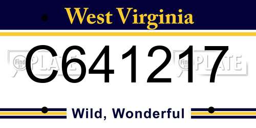 C641217 West Virginia License Plate