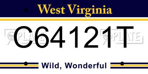 C64121T West Virginia License Plate