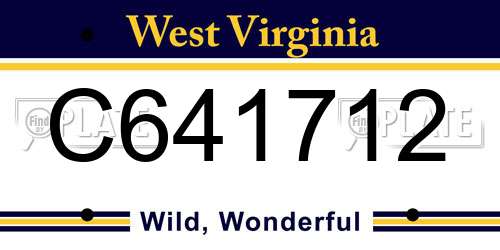 C641712 West Virginia License Plate