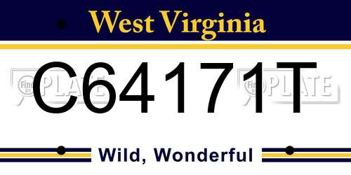 C64171T West Virginia License Plate