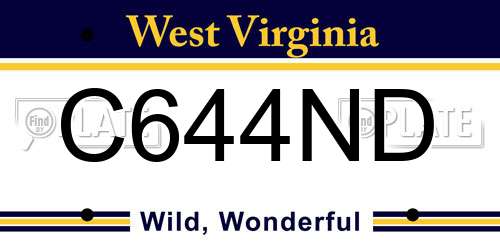 C644ND West Virginia License Plate