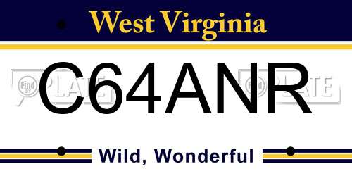C64ANR West Virginia License Plate