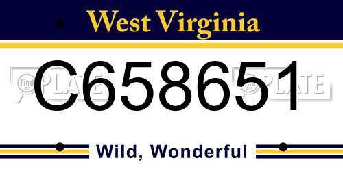 C658651 West Virginia License Plate