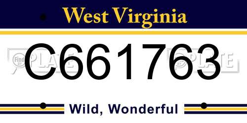 C661763 West Virginia License Plate