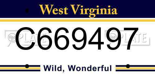 C669497 West Virginia License Plate