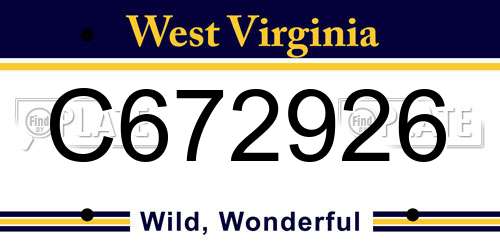 C672926 West Virginia License Plate