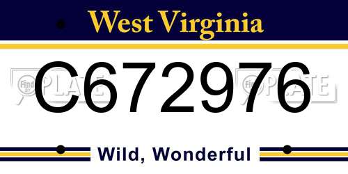 C672976 West Virginia License Plate