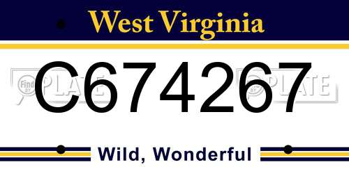 C674267 West Virginia License Plate