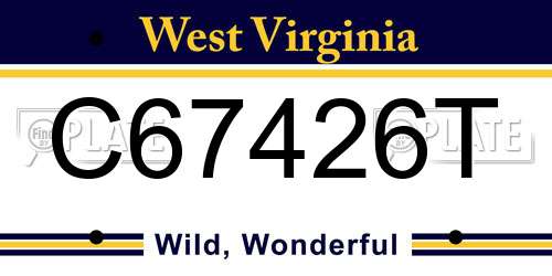 C67426T West Virginia License Plate