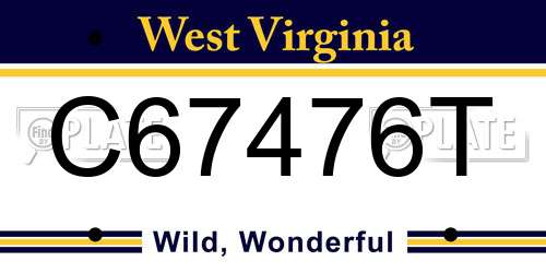 C67476T West Virginia License Plate