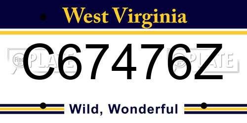 C67476Z West Virginia License Plate