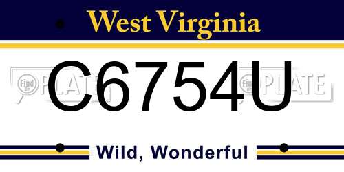 C6754U West Virginia License Plate