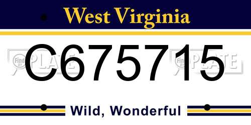 C675715 West Virginia License Plate