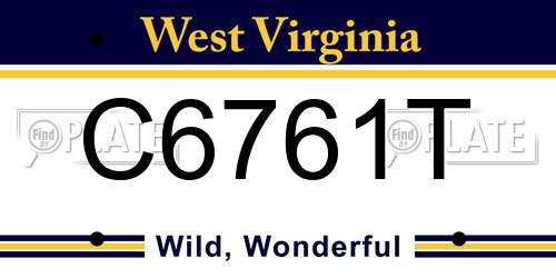 C6761T West Virginia License Plate