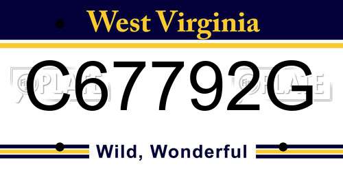 C67792G West Virginia License Plate