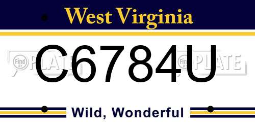C6784U West Virginia License Plate