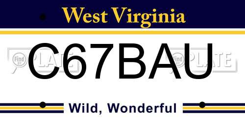 C67BAU West Virginia License Plate