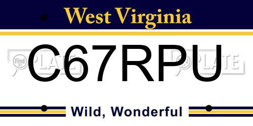C67RPU West Virginia License Plate