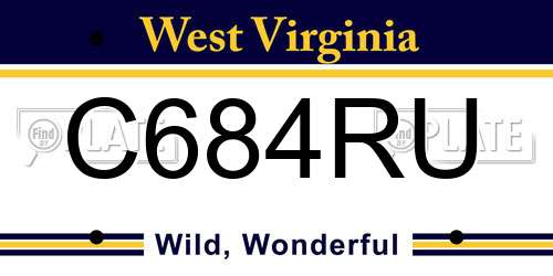 C684RU West Virginia License Plate