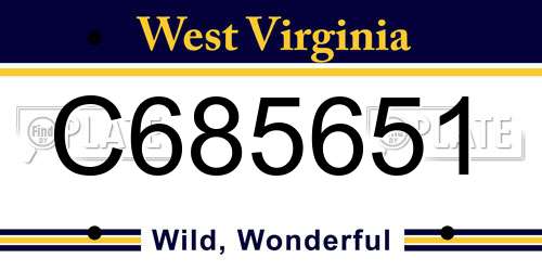 C685651 West Virginia License Plate