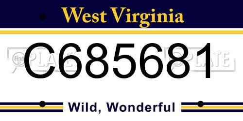 C685681 West Virginia License Plate