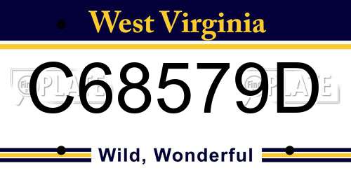 C68579D West Virginia License Plate
