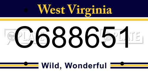 C688651 West Virginia License Plate