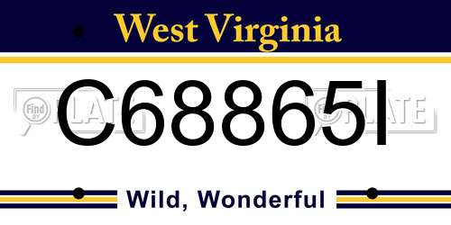C68865I West Virginia License Plate