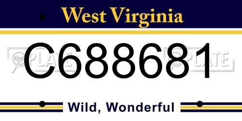 C688681 West Virginia License Plate