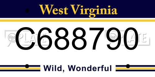 C688790 West Virginia License Plate