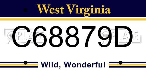 C68879D West Virginia License Plate