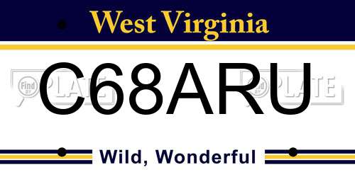 C68ARU West Virginia License Plate