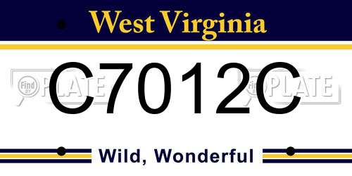 C7012C West Virginia License Plate