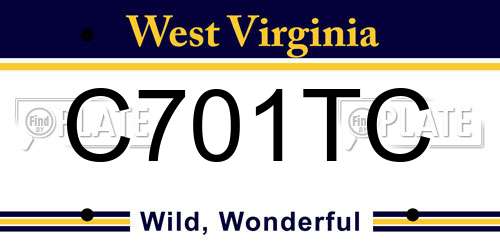 C701TC West Virginia License Plate
