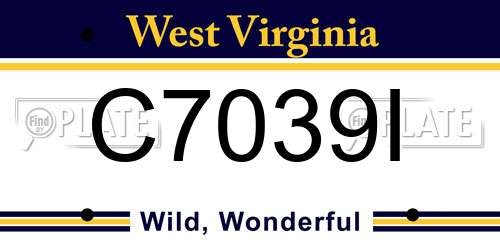C7039I West Virginia License Plate