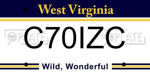 C70IZC West Virginia License Plate