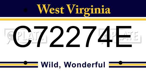 C72274E West Virginia License Plate