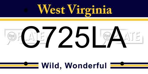 C725LA West Virginia License Plate