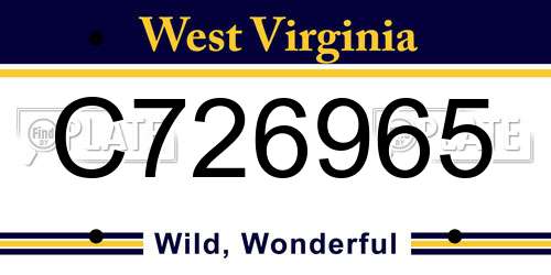 C726965 West Virginia License Plate