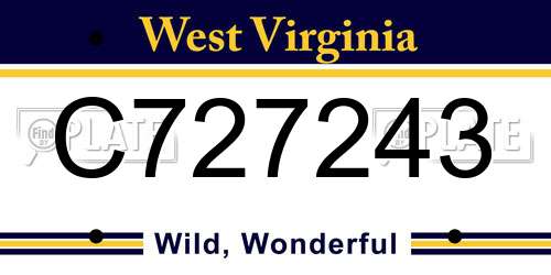 C727243 West Virginia License Plate