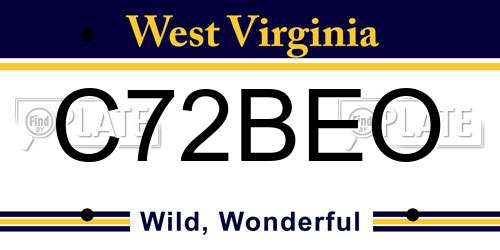 C72BEO West Virginia License Plate
