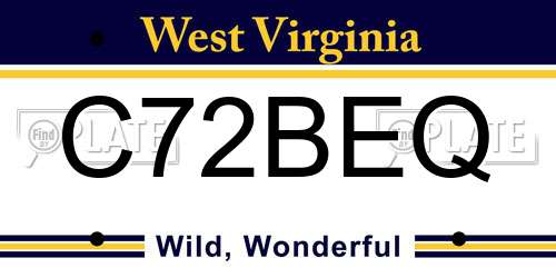 C72BEQ West Virginia License Plate